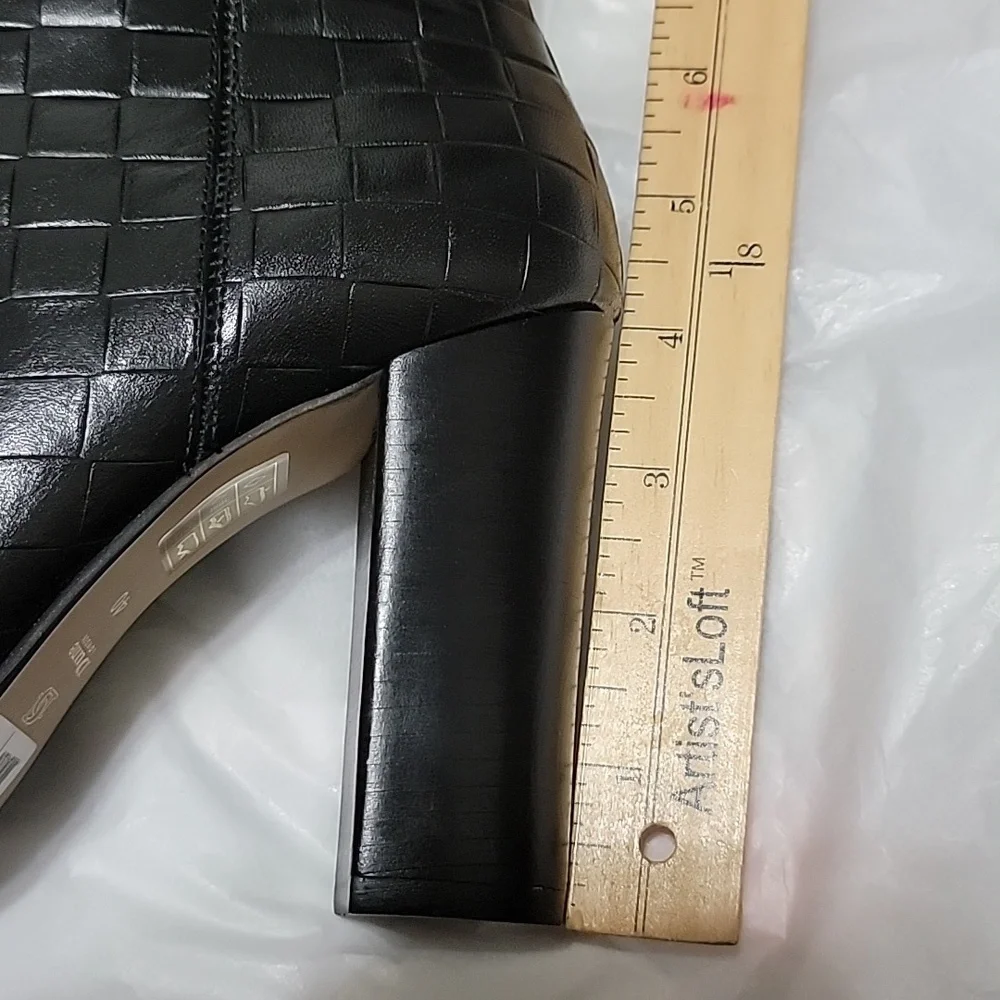 New Dune London Sonoma Black Woven Leather Knee High Boots